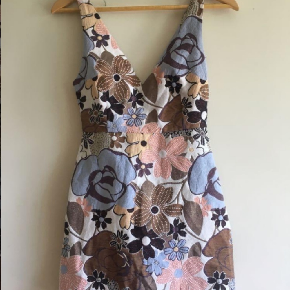 ZARA EMBROIDERED FLORAL MINI DRESS